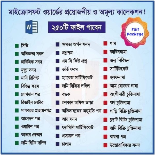 Bangla Editable Word Document File Collection | ২৫০+ এডিটেবল বাংলা ওয়ার্ড ফাইল একসাথে | Application, Deed, Agreement, Certificate & More!
